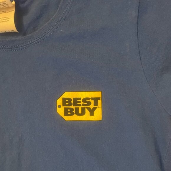 Best Buy Canada Blue Short Sleeve Crewneck Work Uniform Shirt - Picture 5 of 7